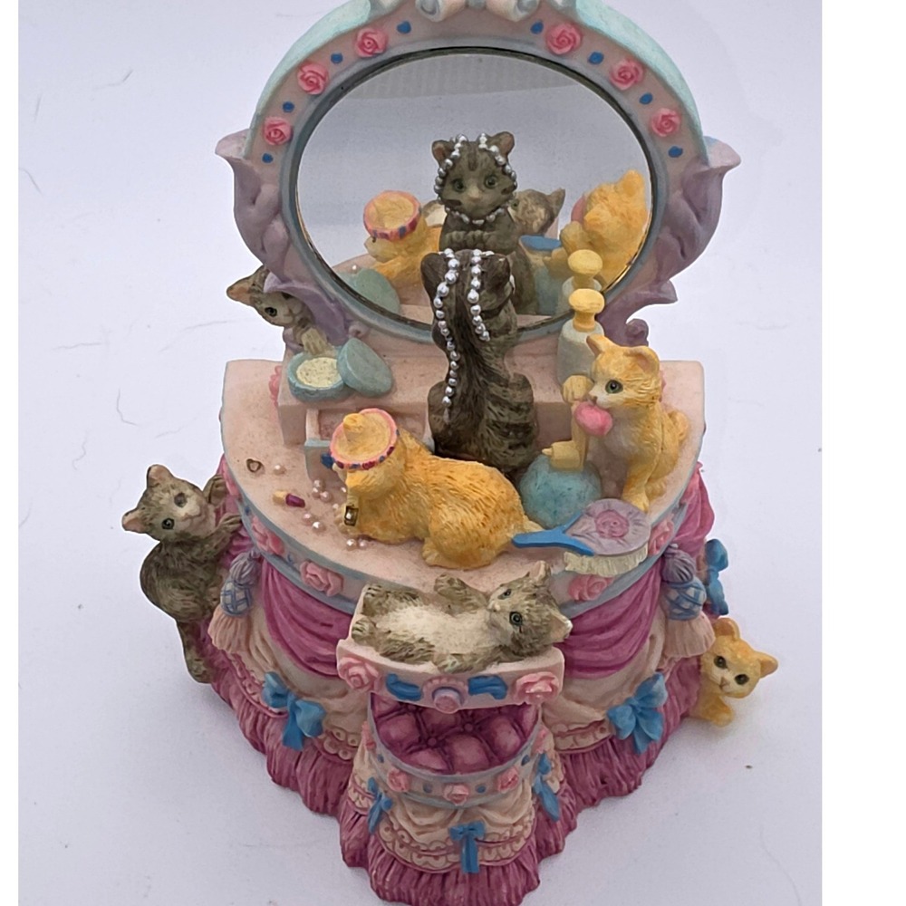 San Francisco Music Box Co Kitten Vanity Pastel Good 1994 Playmates Cat Mirror